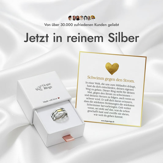 Ring „Gegen den Strom“ - Reines Silber